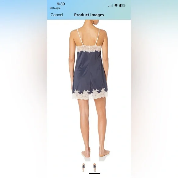 Natori Women's Enchant silky Slip Chemise with lace detail and adjustable straps - Picture 3 of 4